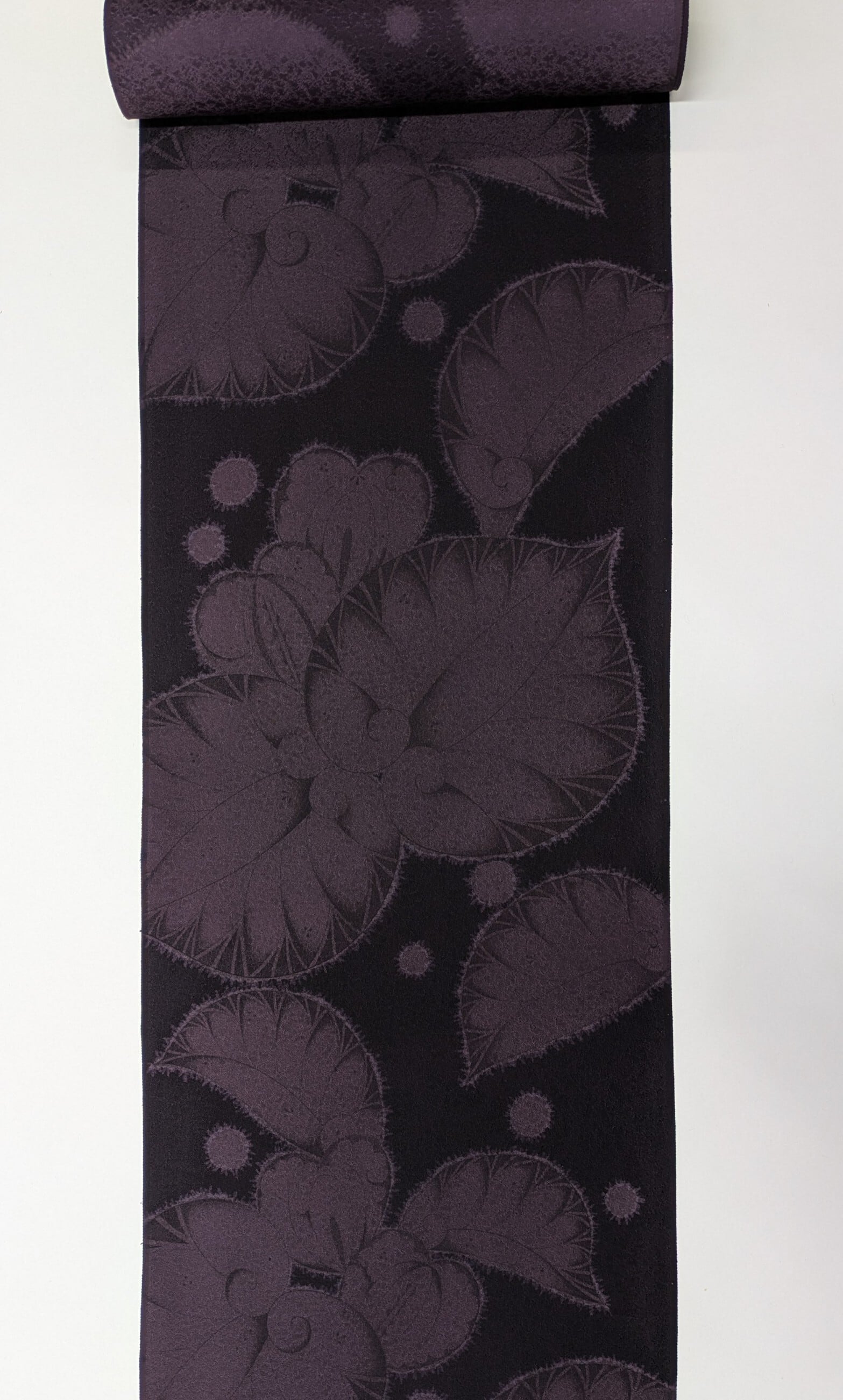 紬ウール着尺（焦げ茶地縞と絣柄） | kimonogallery晏