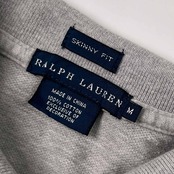 RALPH LAUREN ラルフローレン SKINNY FIT ワンポイント 鹿の子 半袖 ポロシャツ M/グレー レディース