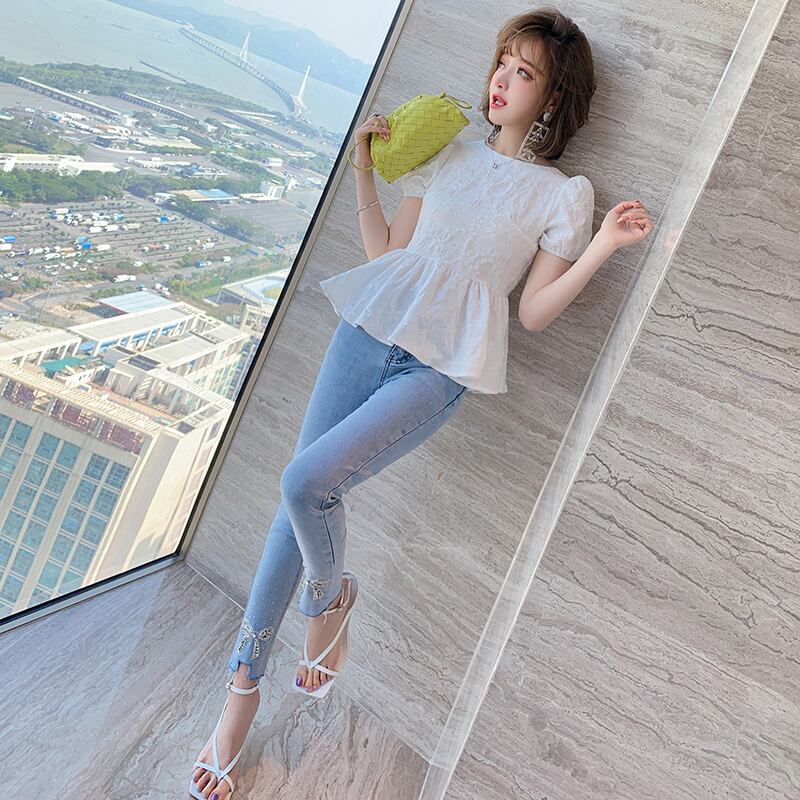 リボンハイウェストウェスト薄手パンツ MIUCO88931838045