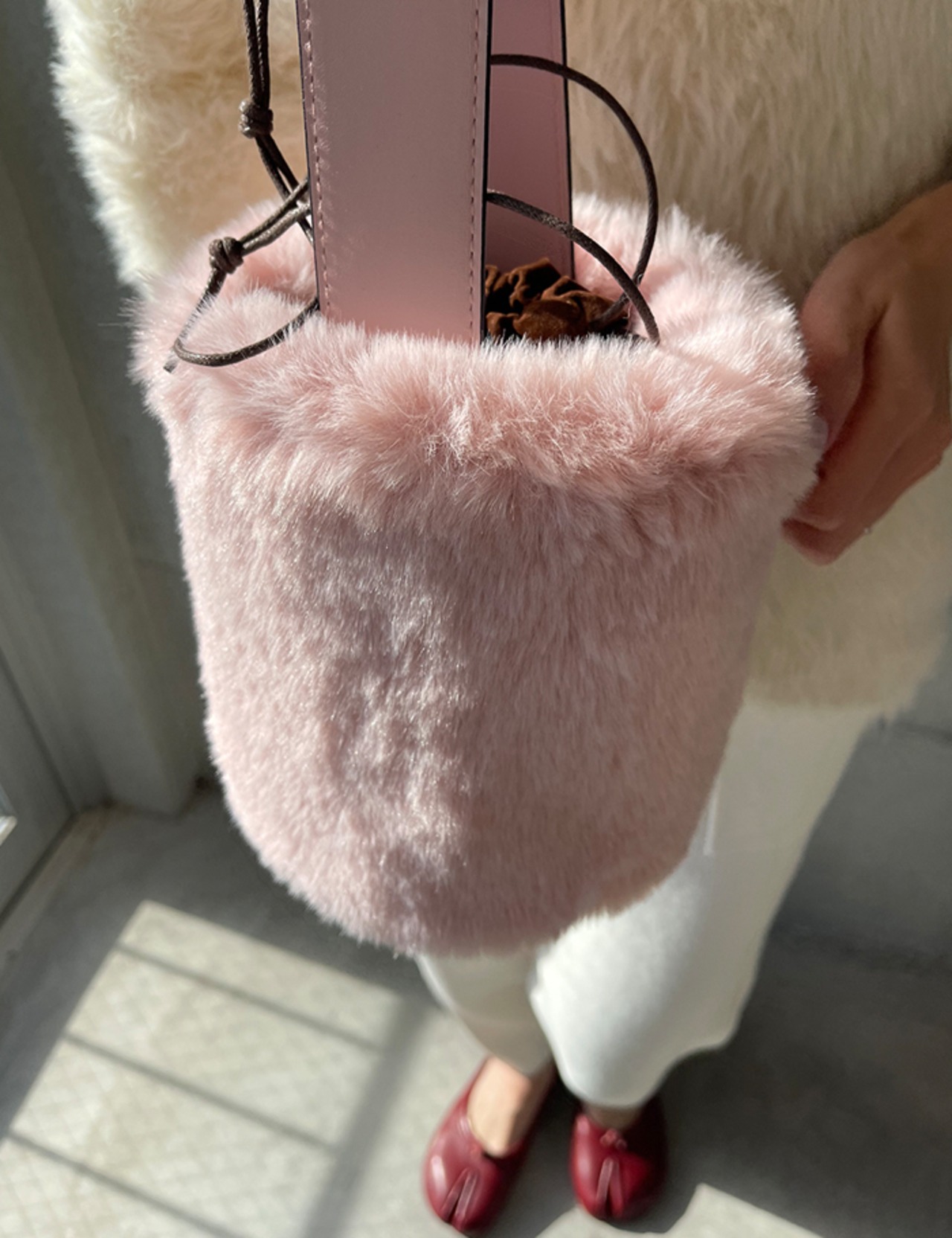 【新作５％OFF・3日間】Eco-Fur Bucket Bag(Shoulder紐付)_6colors