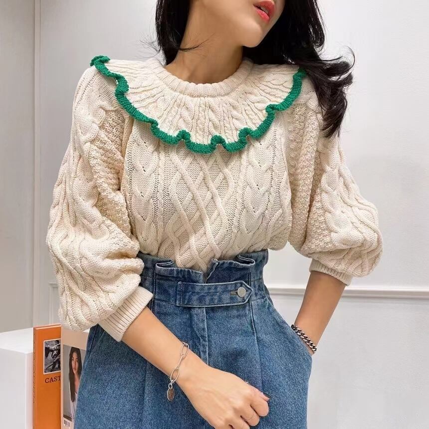 フリルカラーニット   AJ1079-6010