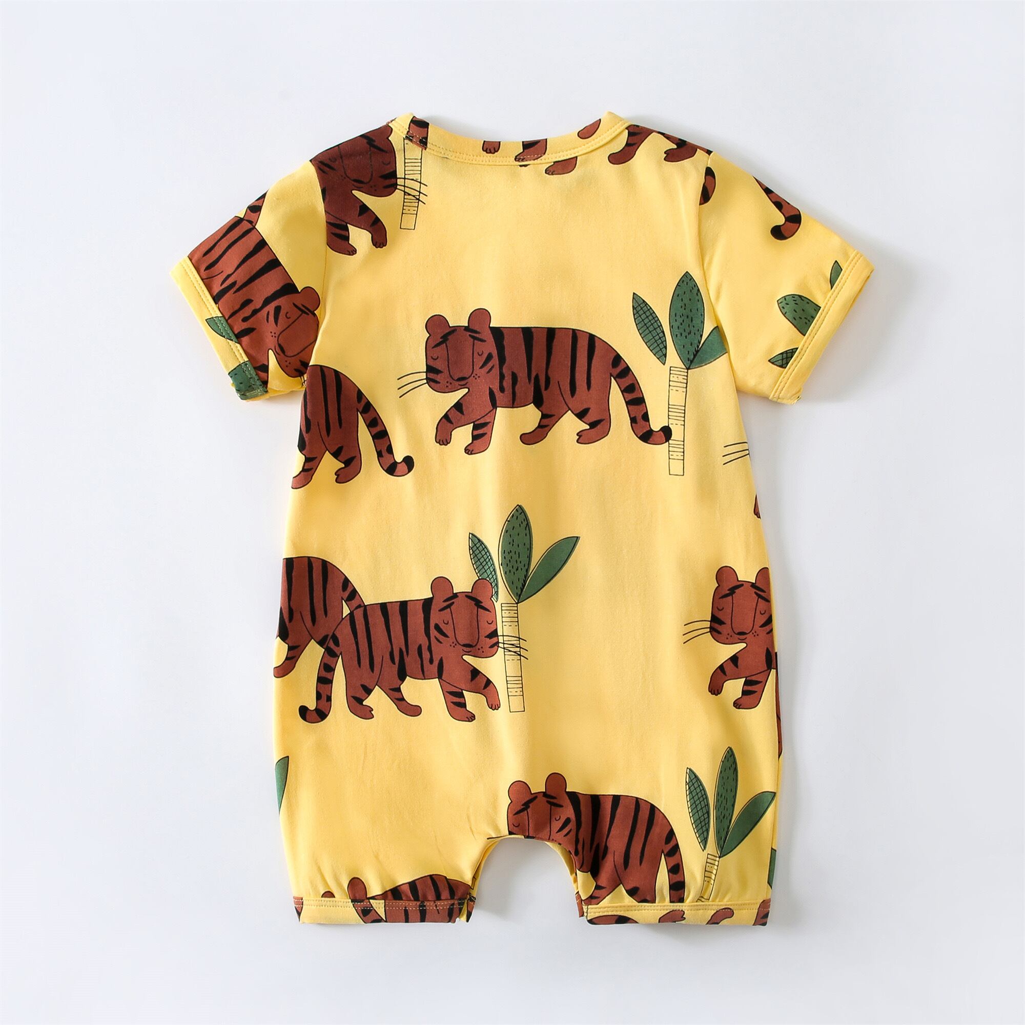 赤ちゃん/男の子/2点セット/ロンパース/アクセサリー/夏/虎/ワニ/黄