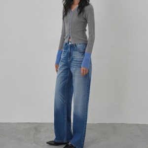 color block v-neck knit cardigan J00095