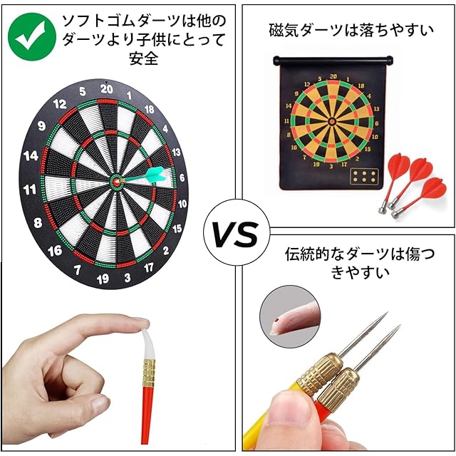 BKJANYO ダーツボード +6本のダーツ 壁掛け/テーブルに使用 子供