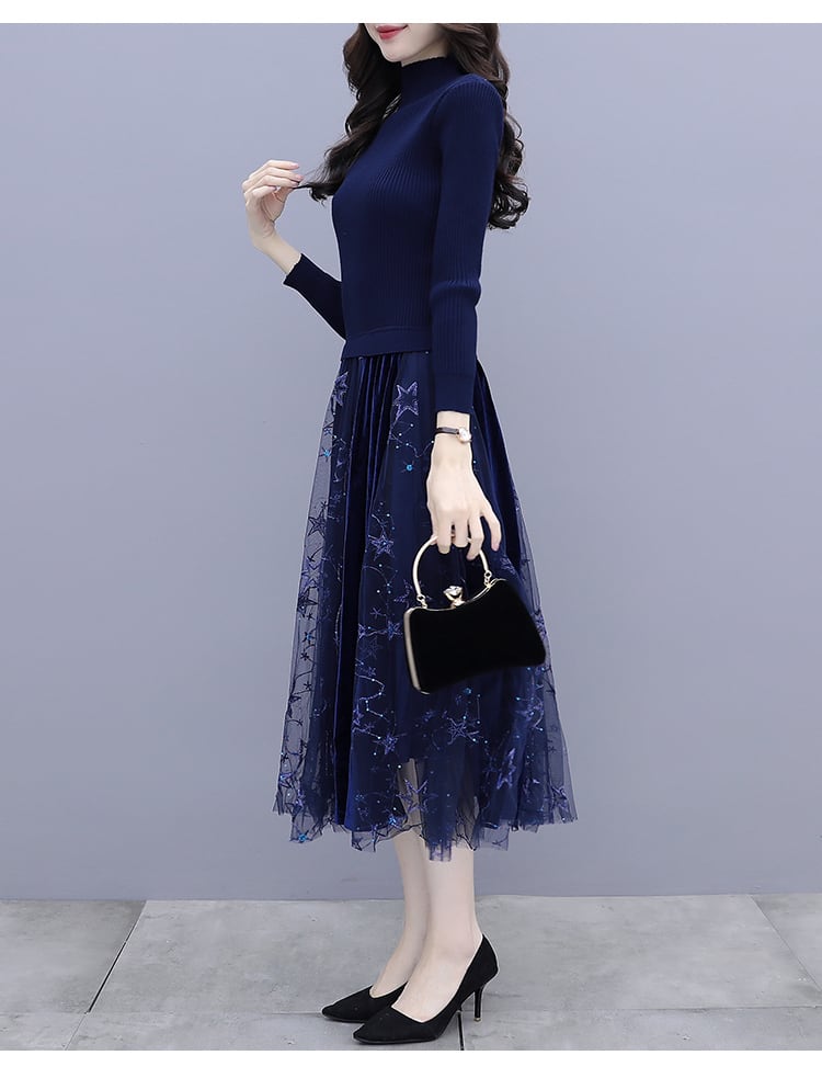 美品♡FOXEY コットンニットドレス ボリュームフレアワンピース Aライン L 美品♡FOXEY コットンニットドレス ボリュームフレアワンピース A