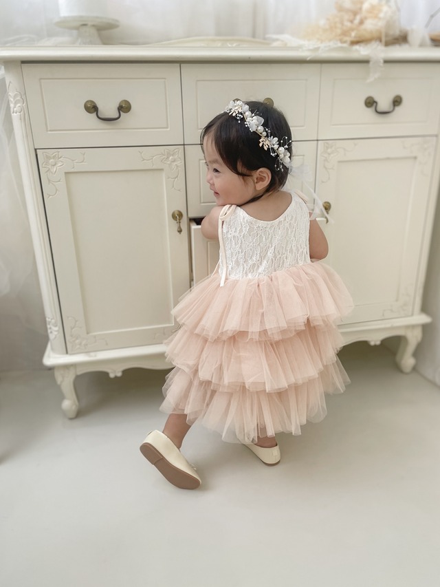 即納tiered dress＆pearl flower accessory②点set 　一部お取り寄せ