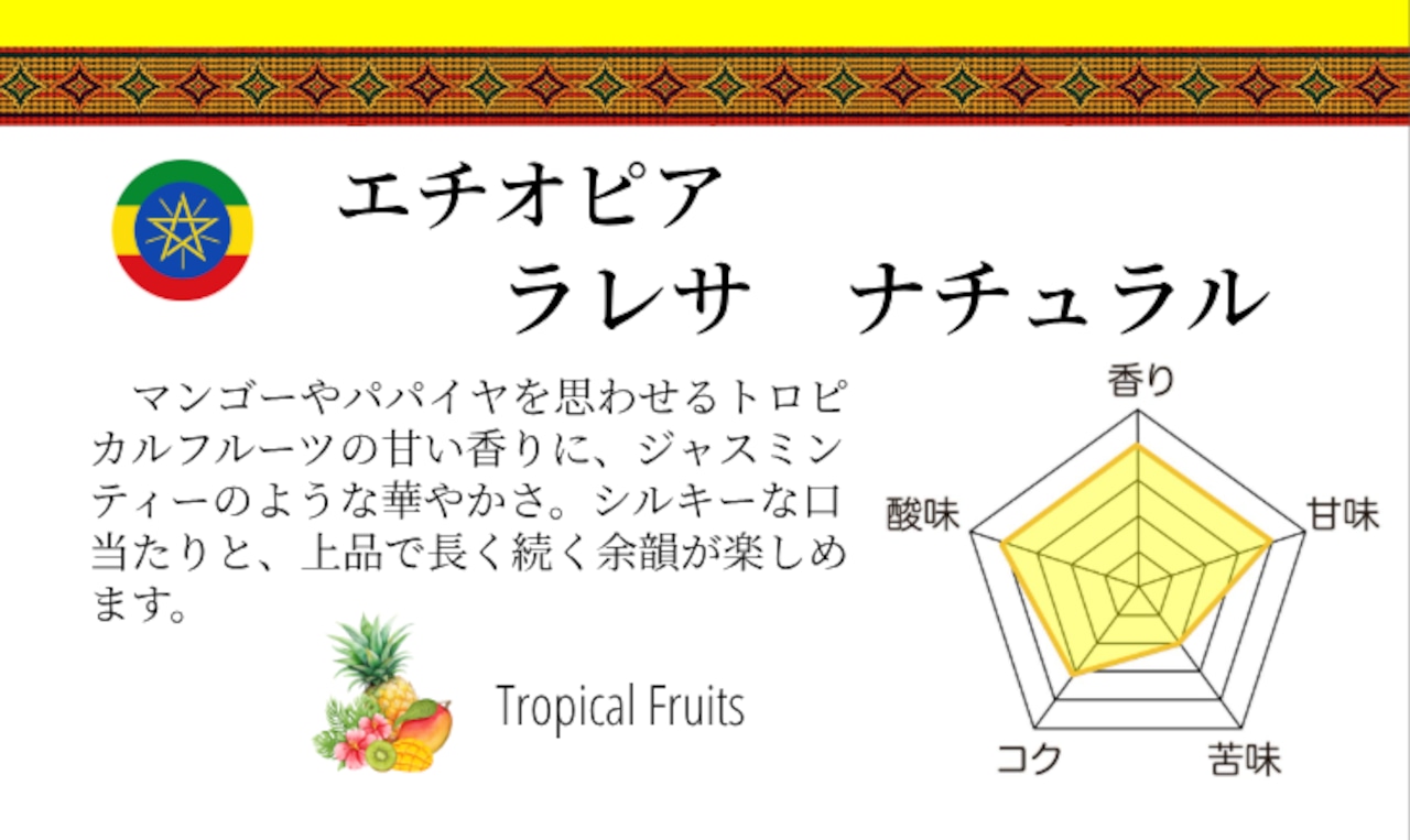 【New】 エチオピア 120g ラレサ ナチュラル