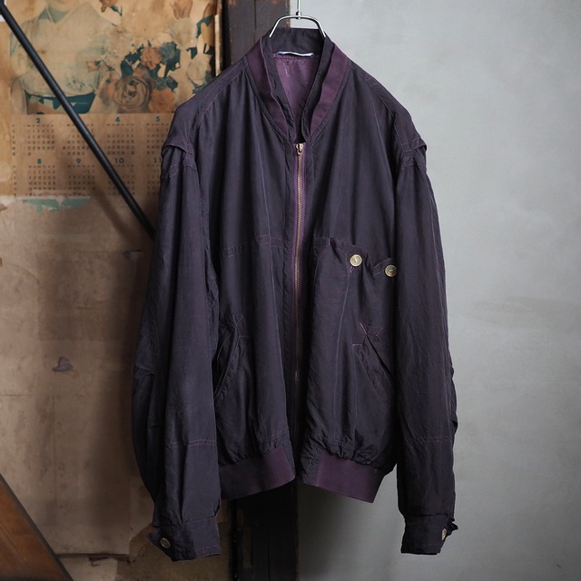 おみつのおつくろい オーバーダイド ダブルカラーシルクブルゾン・ディープパープル