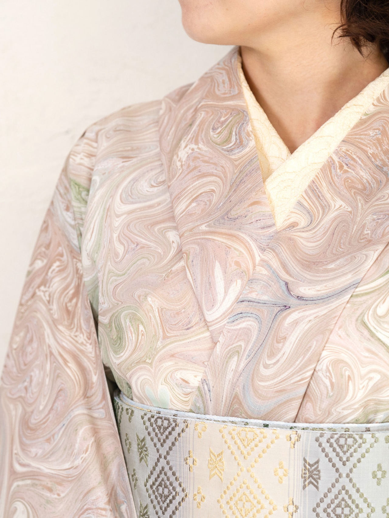 「夢の中の花の池で」マーブル柄〜セオアルファ 浴衣・夏着物・単衣