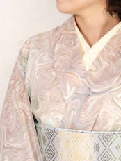 「夢の中の花の池で」マーブル柄〜セオアルファ 浴衣・夏着物・単衣