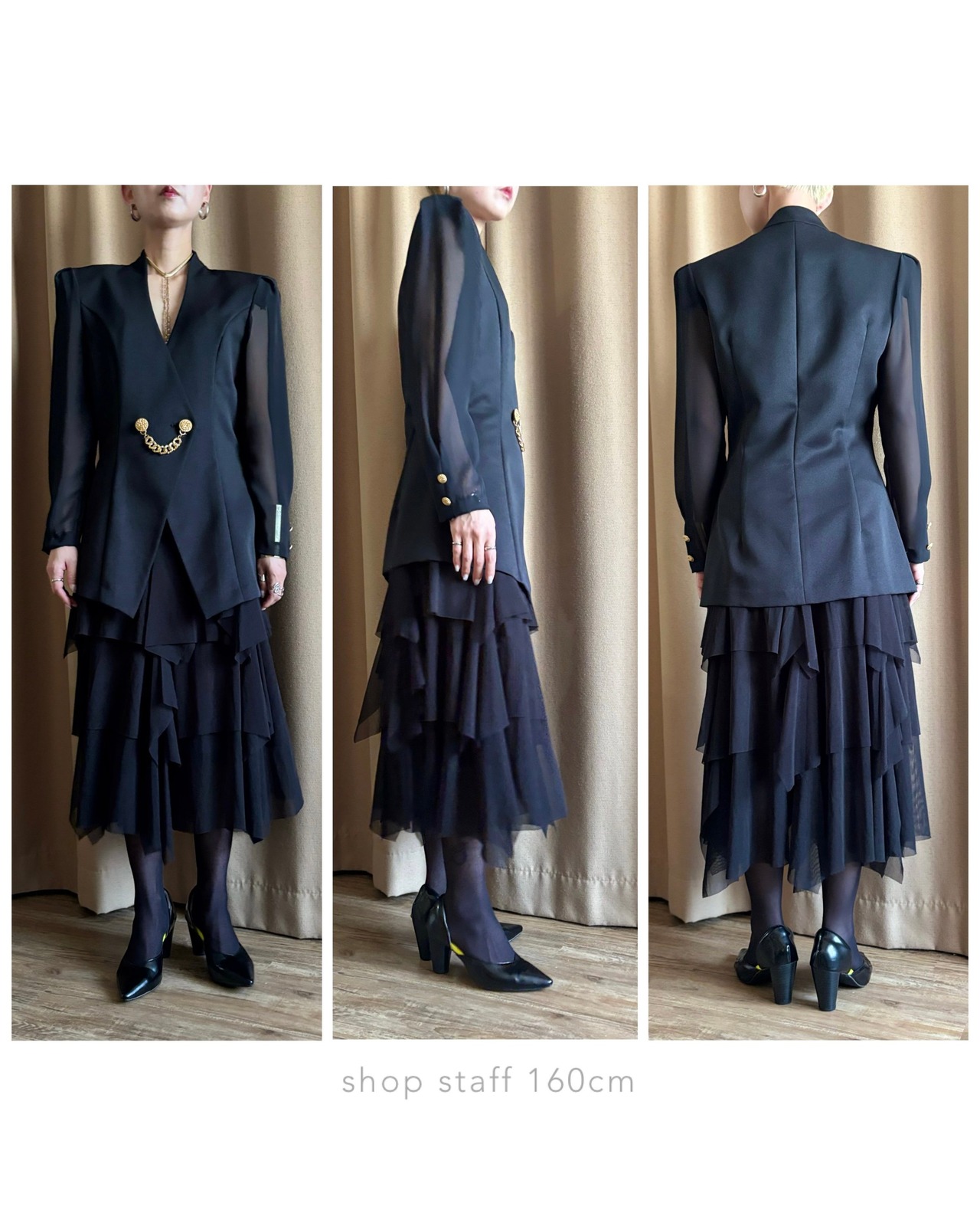 MADE IN JAPAN black sheer sleeve jacket-4736-6