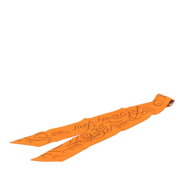 エルメス ツイリー Exercice pour foumer la main 手を差し伸べる スカーフ オレンジ シルク レディース HERMES 【中古】
