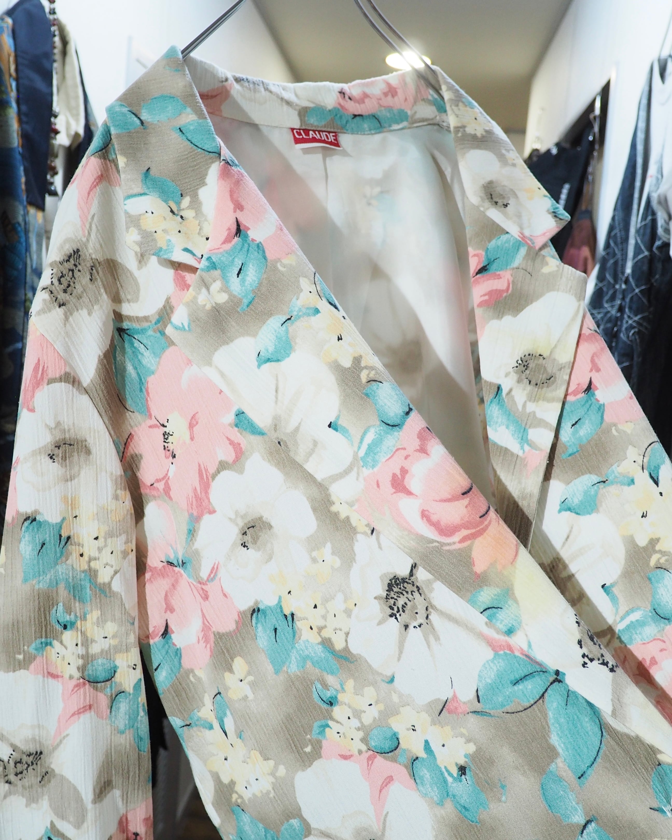 Beautiful Flower pattern vintage loose Easy Tailored Jacket