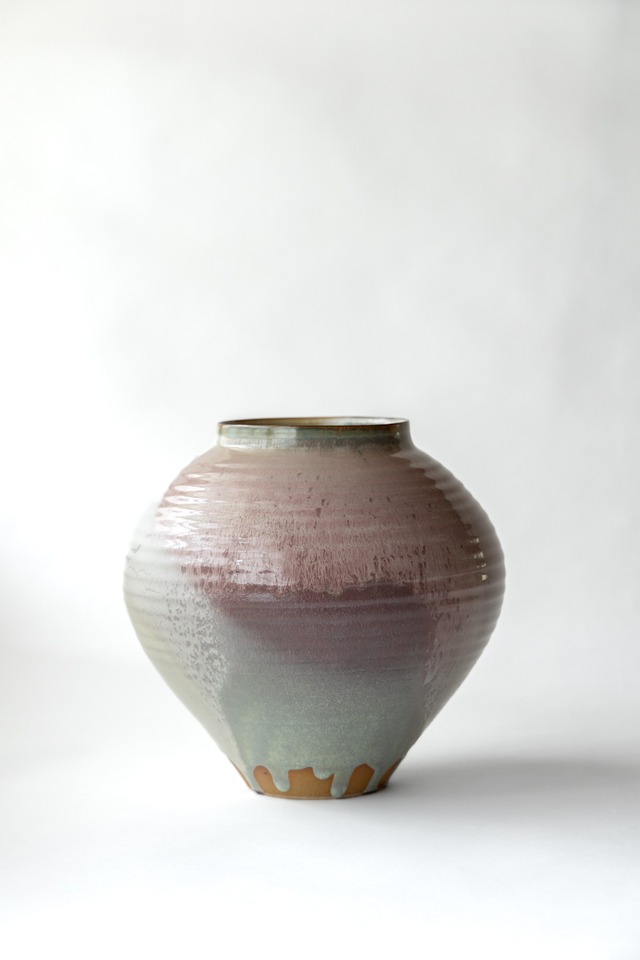 見野大介 桃花鳥釉 花器