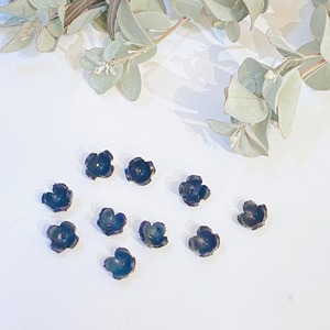 【アウトレット3D立体レザーフラワー】クローバーSS  (ピン無しタイプ)9個入(ブラック）