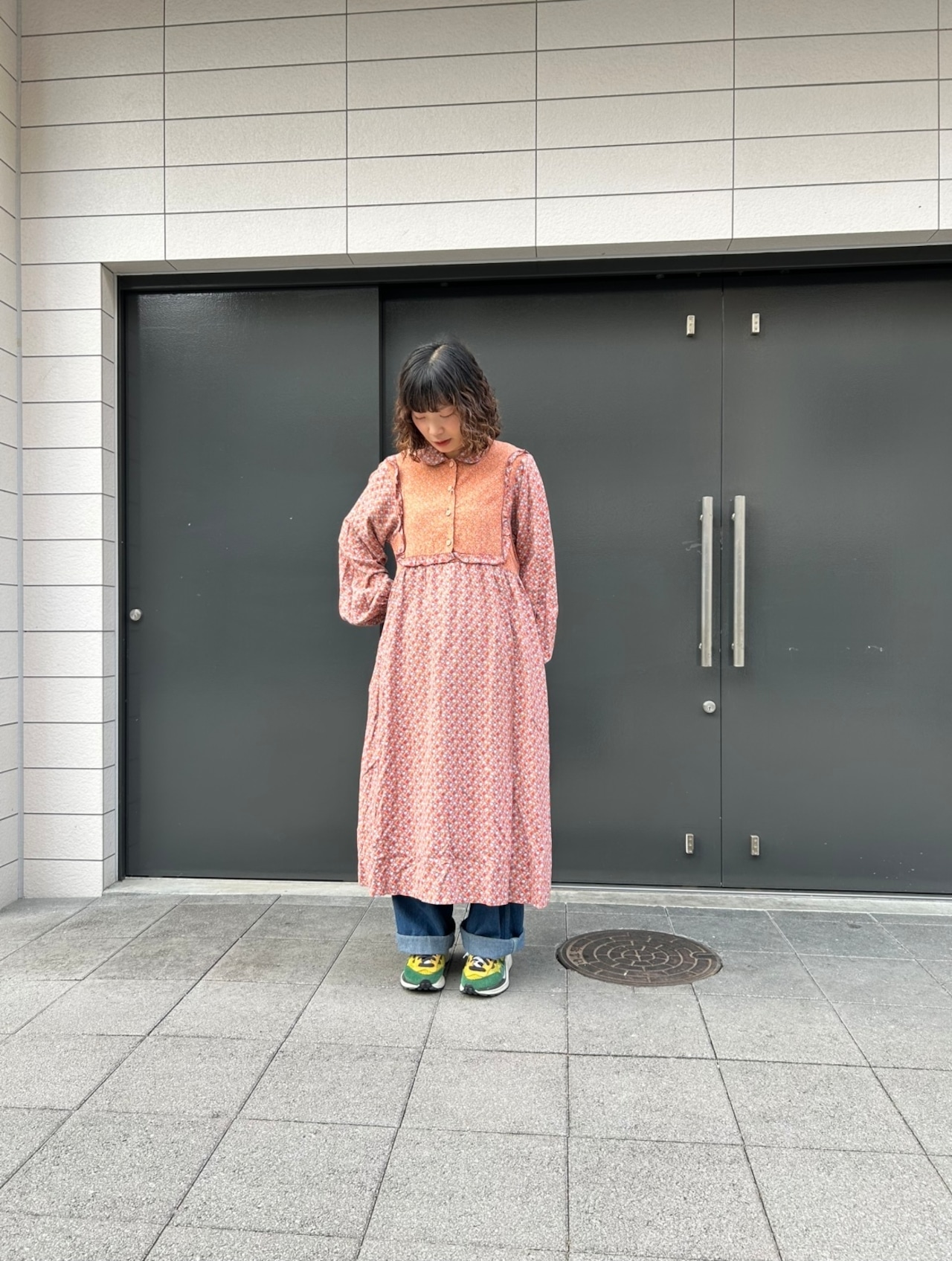 フランス製　小花柄ヴィンテージロングワンピース