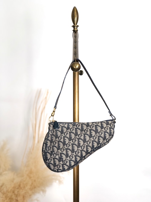 Christian Dior クリスチャン ディオール ハンドバッグ ネイビー トロッター ジャガード ミニバッグ アクセサリーポーチ vintage ヴィンテージ オールド szr3xn