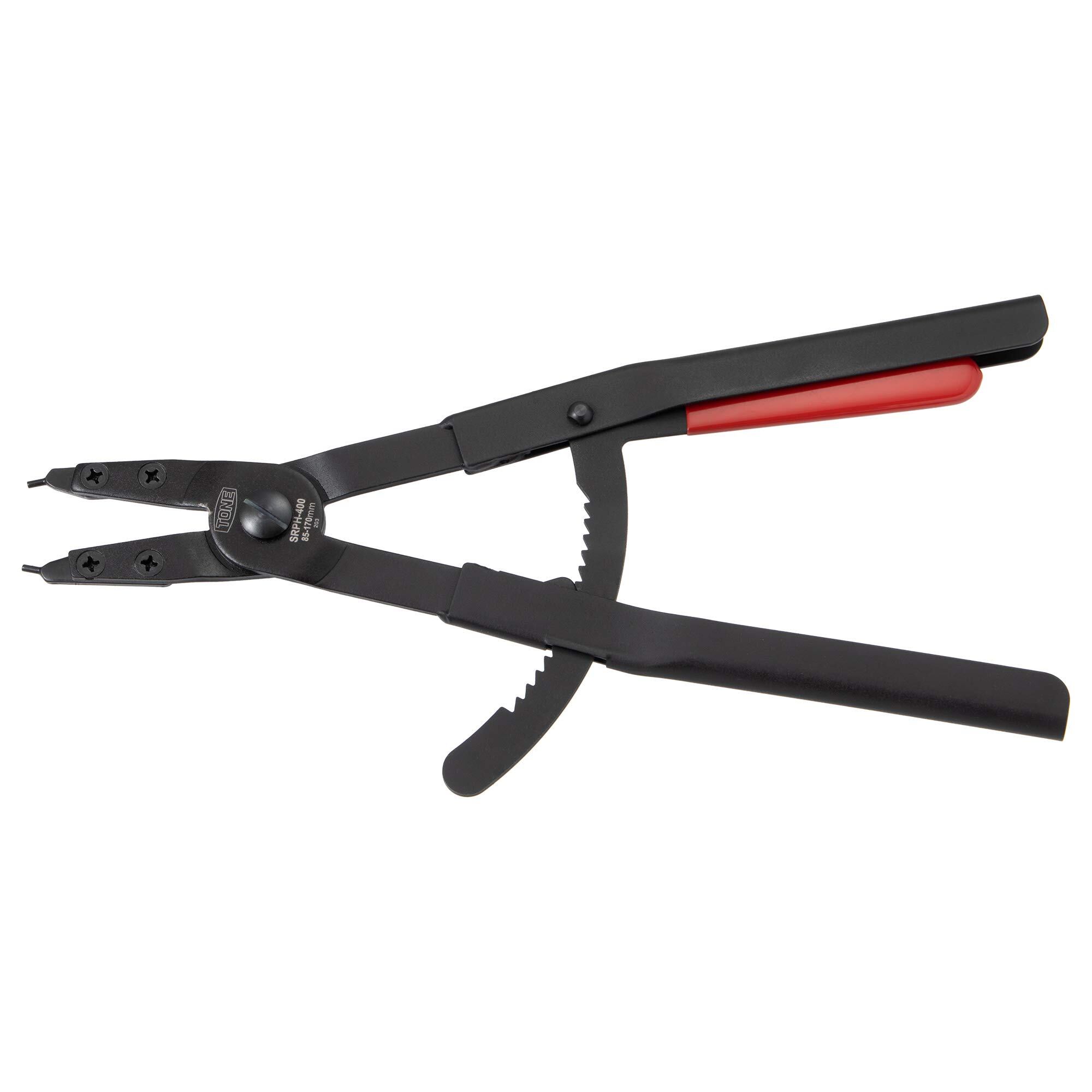 【在庫処分】トネ(TONE) スナップリングプライヤ(ストレートタイプ・穴用) SRPH-400 レッド 85?170mm