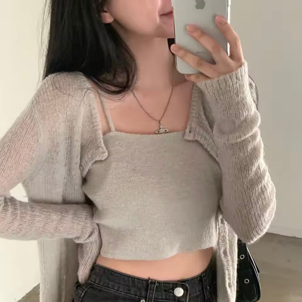 fluffy knit bustier set