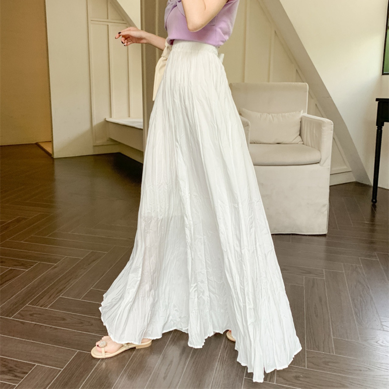 しわ プリーツ ロング スカート 10220