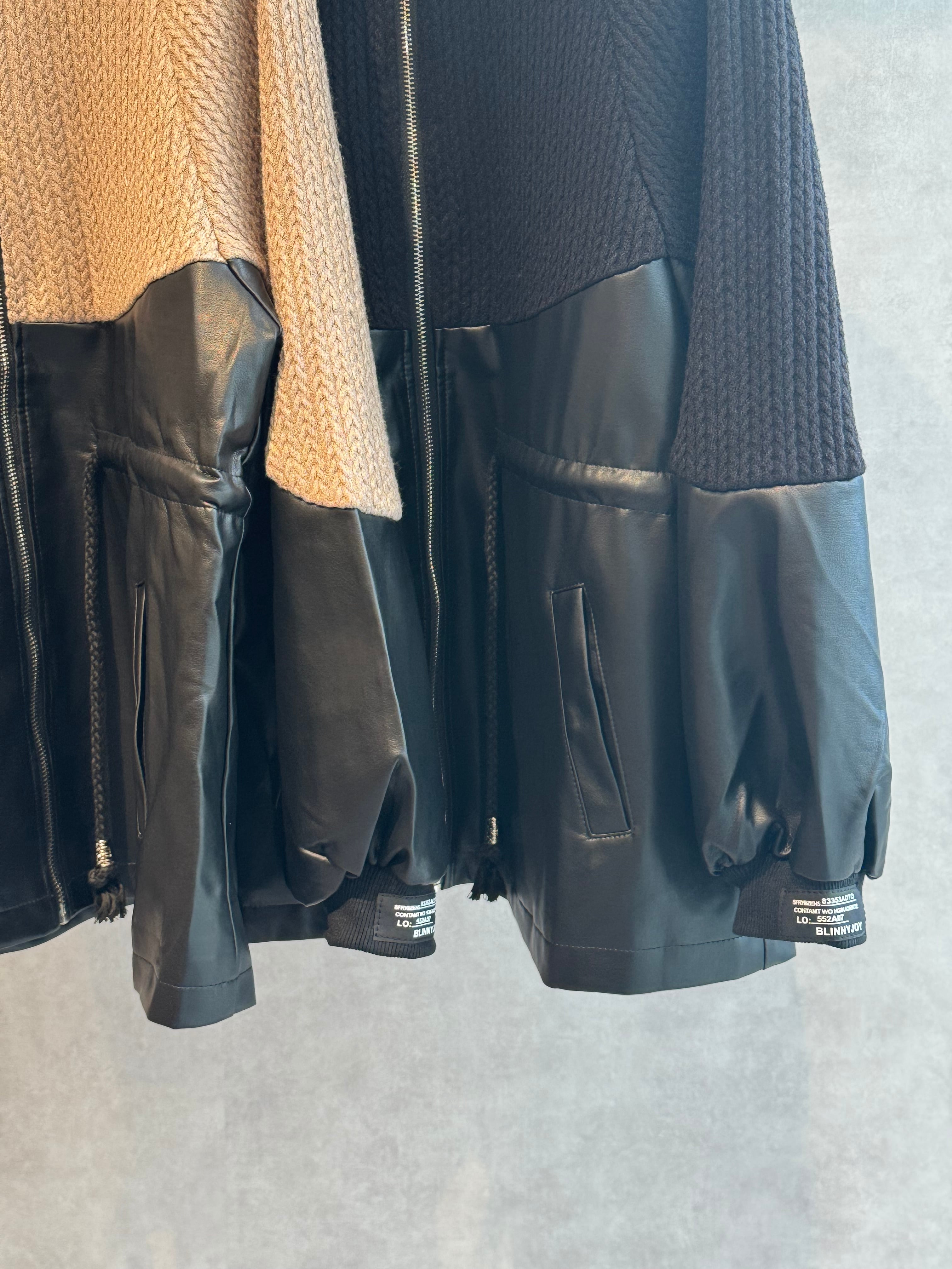 knit leather docking jacket