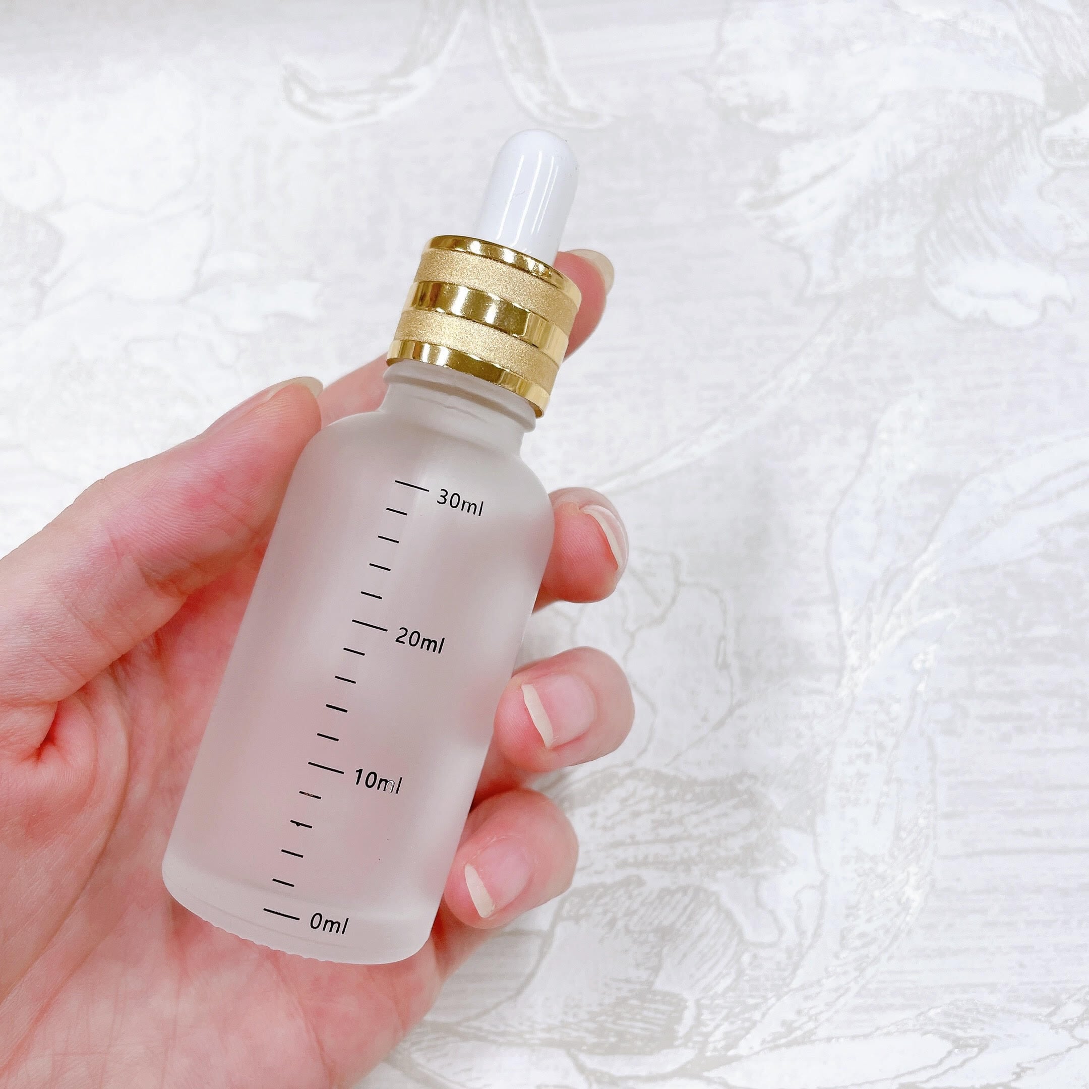 目盛り付き スポイト 容器】30ml フロスト加工 ゴールド ライン 目盛り付き スポイト 容器】30ml フロスト加工 ゴールド ライン