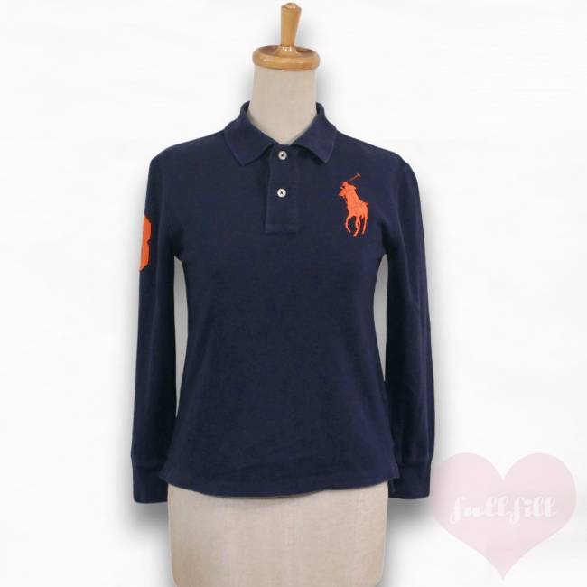 POLO RALPH LAUREN ビッグポニー 長袖ポロシャツ ネイビー レディース