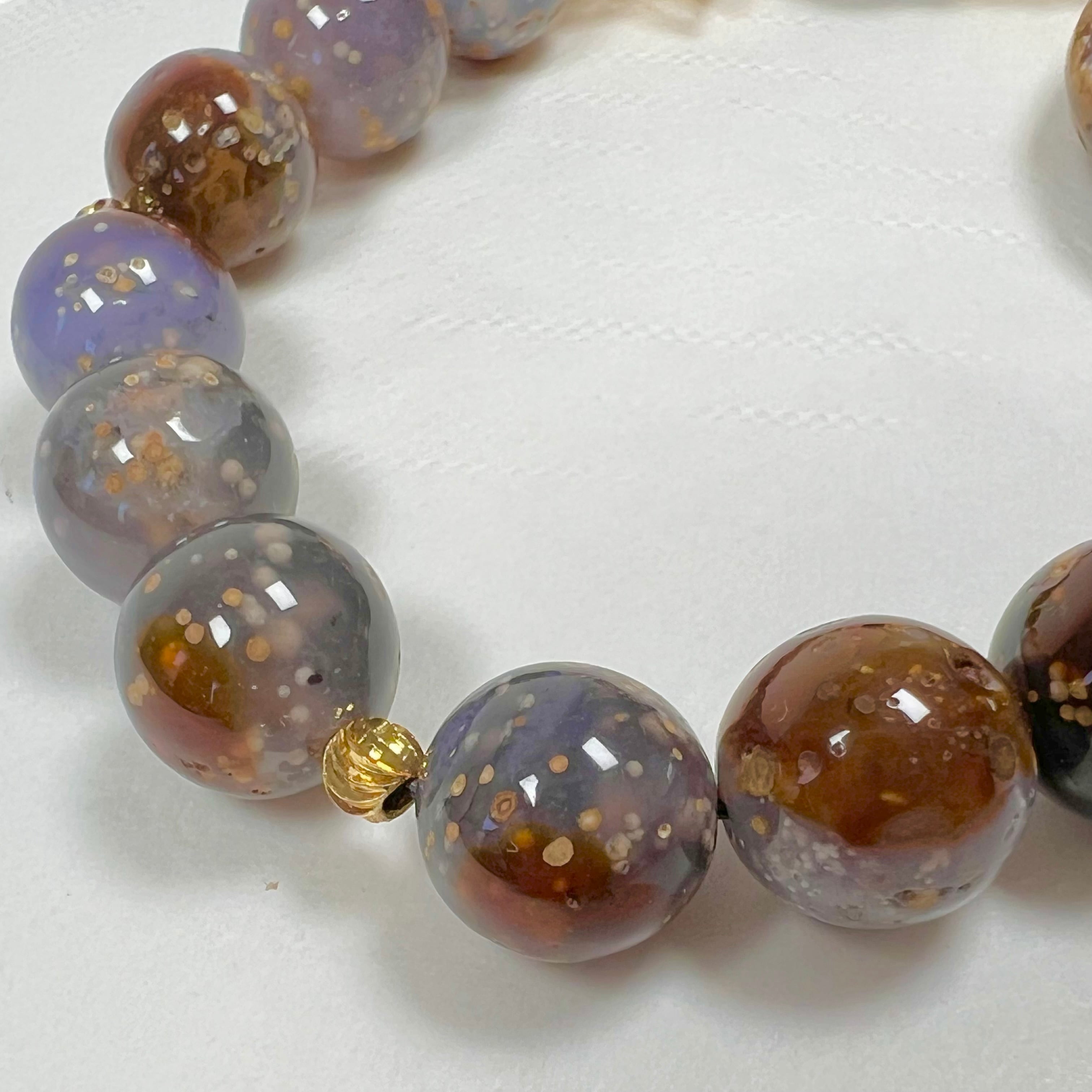 天然瑪瑙/最強品質】星空瑪瑙＊約12.5mm＊ 天然石ブレスレット 【公式