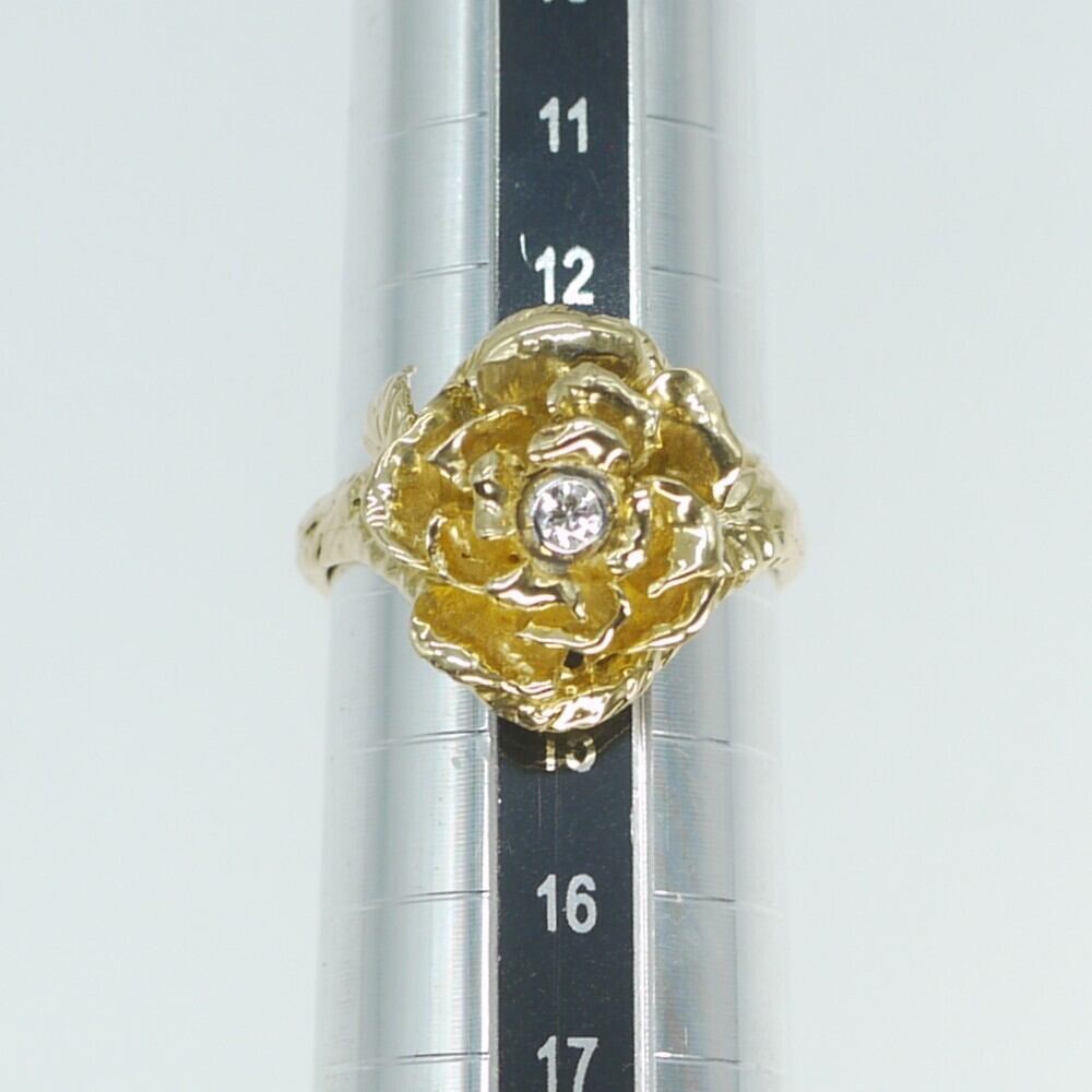 K20 20金 8.52g 指輪 フラワーモチーフ ダイヤモンド デザインリング 4
