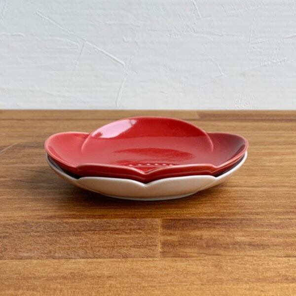 赤濃鳳凰 扇皿 【波佐見焼き】 お祝い お正月 たい 焼き グッズ 赤濃