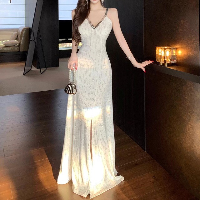 Slit Maxi Long Sleeve Dress(3color)　　V3130