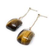 落ち着いた優しい印象！ K14gf チェーン タイガーアイ ピアス mm1096