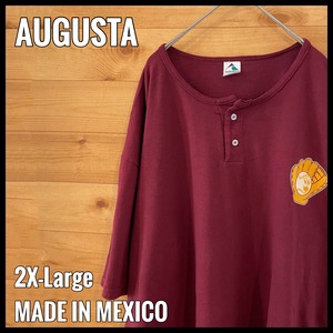 【AUGUSTA】メキシコ製 ヘンリーネック Tシャツ ワンポイント ロゴ バックプリント 2XL オーバーサイズ US古着 アメリカ古着