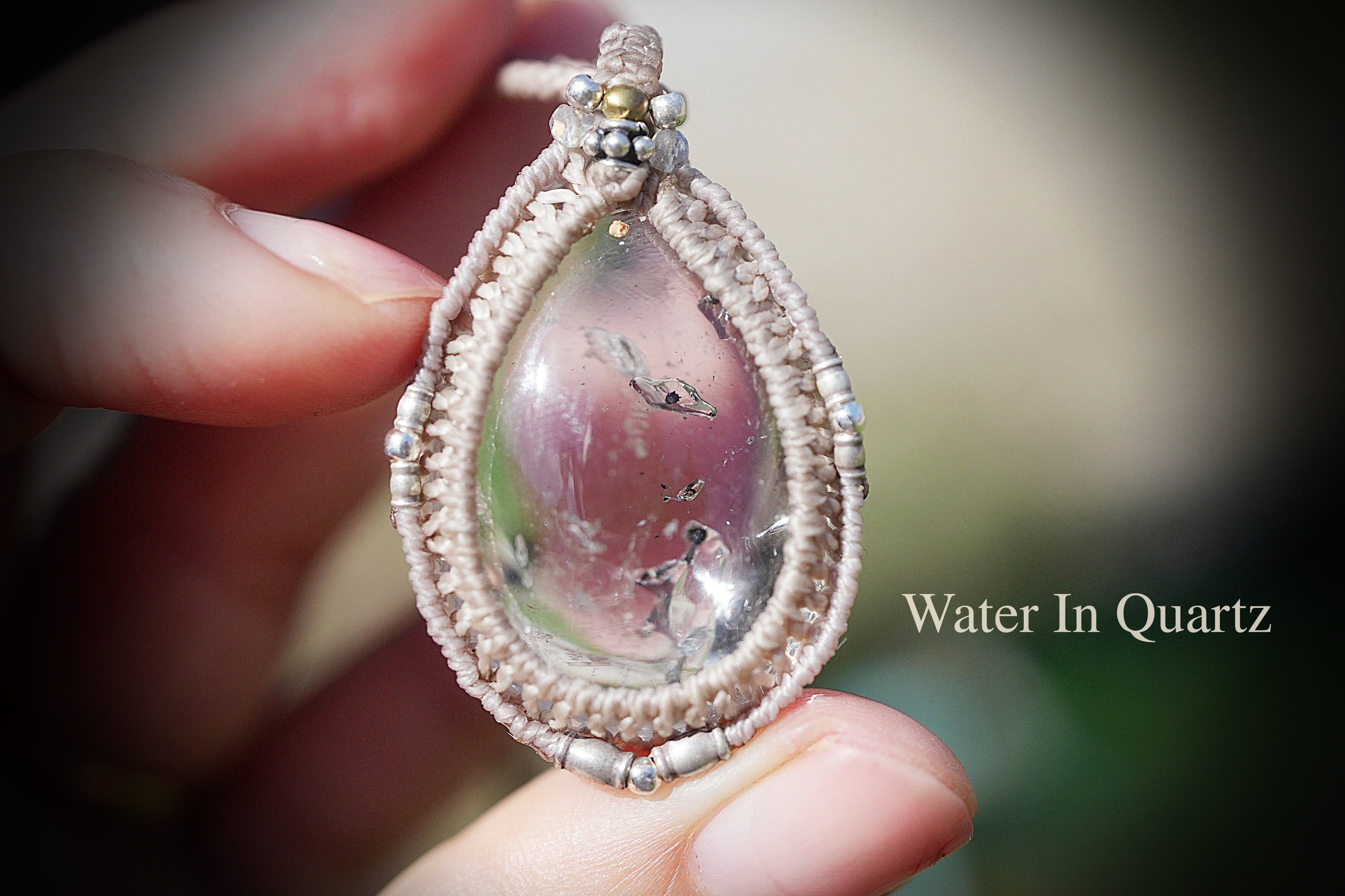 ★古代の水★水晶 マクラメネックレス2038