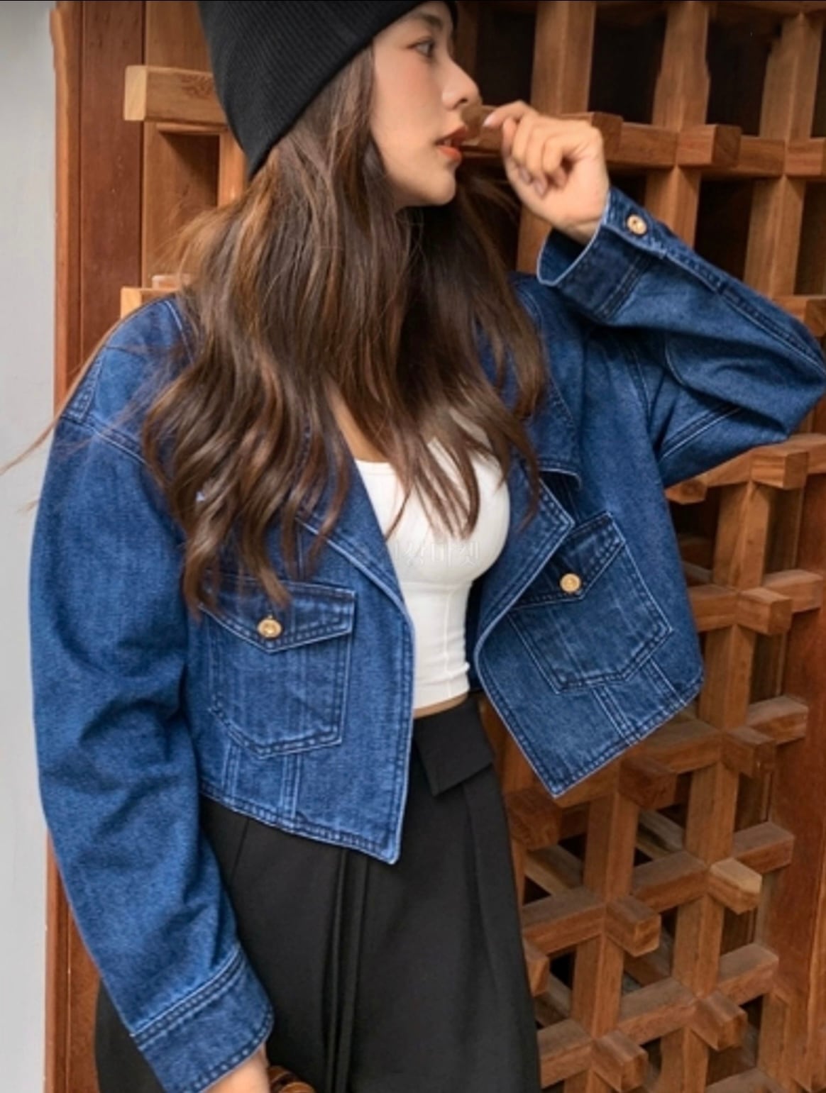 ショート丈テーラードデニムジャケット