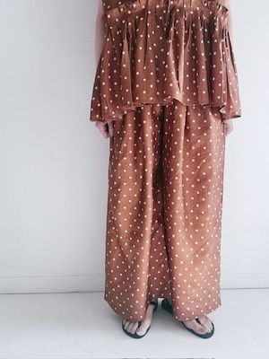 BUNON / khadi silk polka dots print tuck pants / Brown
