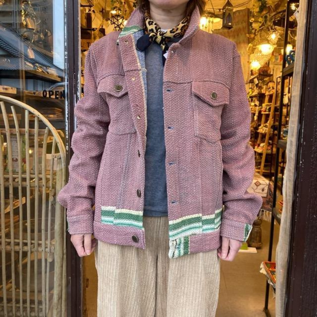 TOPANGA Lady's ヴィンテージラリーキルトジャケット L Type B パープル デニムジャケット レディース メンズ ユニセックス アウター カンタ インド