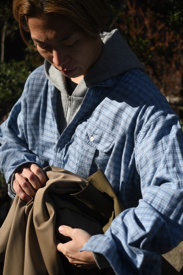 INDIVIDUALIZED SHIRTS / Ex Cotton Casemere pullover shirt (Blue graph check)