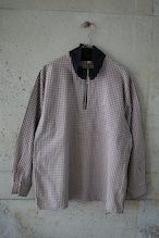 Pink-purple gingham half-zip top