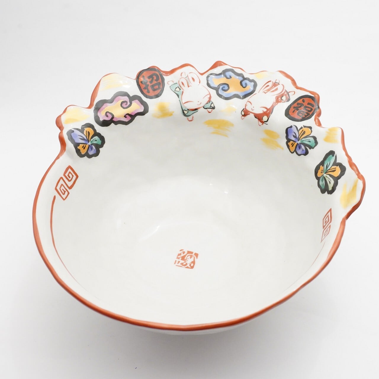 【夕立窯】跳躍うさぎ にぎやか極上麺鉢 22