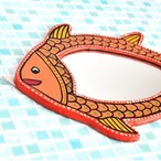 ネパール ミティラーアート 魚の鏡