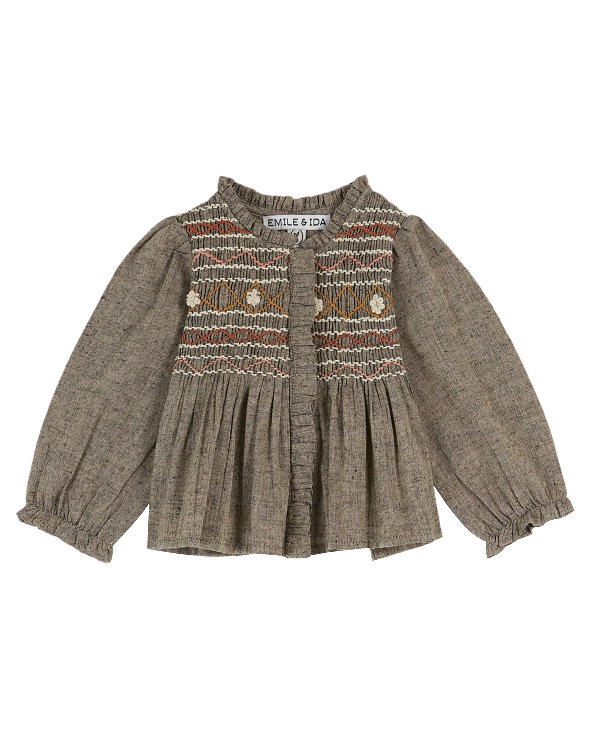 トップス EMILE ET IDA 4y emile et ida/SMOCKED BLOUSE-brun chine | こどもふく &/warm