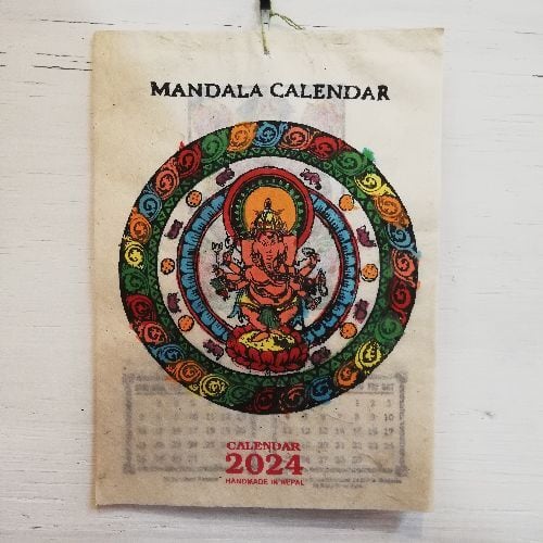 カレンダー 2024 壁掛け 手漉き紙 マンダラ 曼陀羅 イラスト ハンド