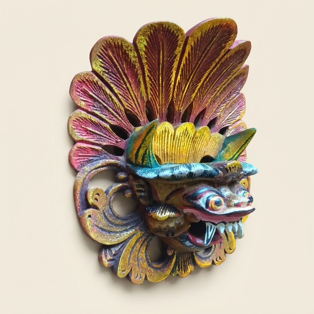 バリ 壁掛け マスク 木彫り 手彫り ハンドメイド Barong バロン