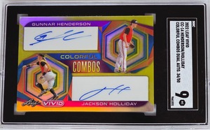 Gunner Henderson / Jackson Holiday Dual | 2022 Leaf Vivid 34/50 | Baltimore Orioles | Dual Signed | SGC 9– 世界限定34/50 2022 Leaf Vivid