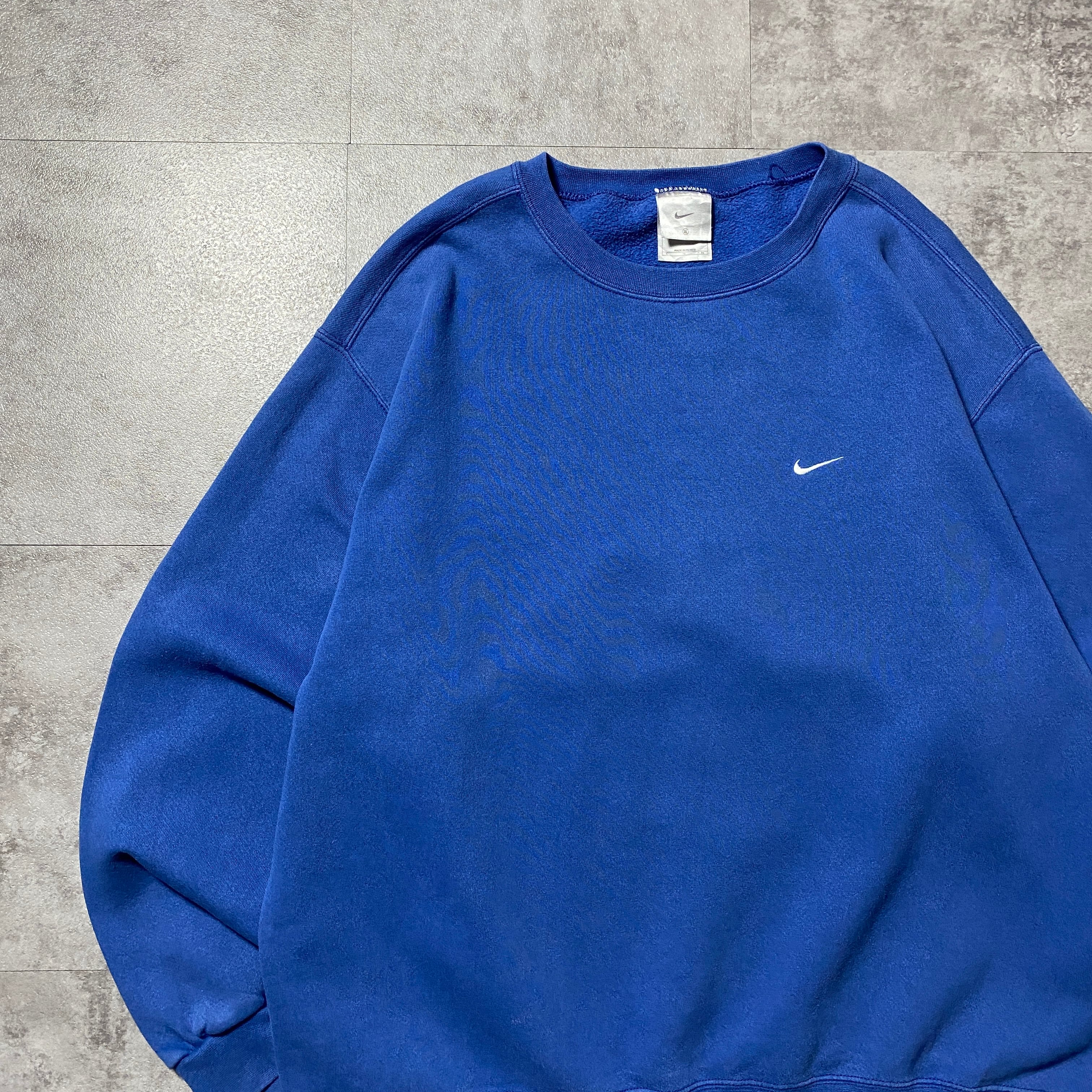 Size.XL】00's NIKE ナイキ スウォッシュ 刺繍ワンポイント ブルー