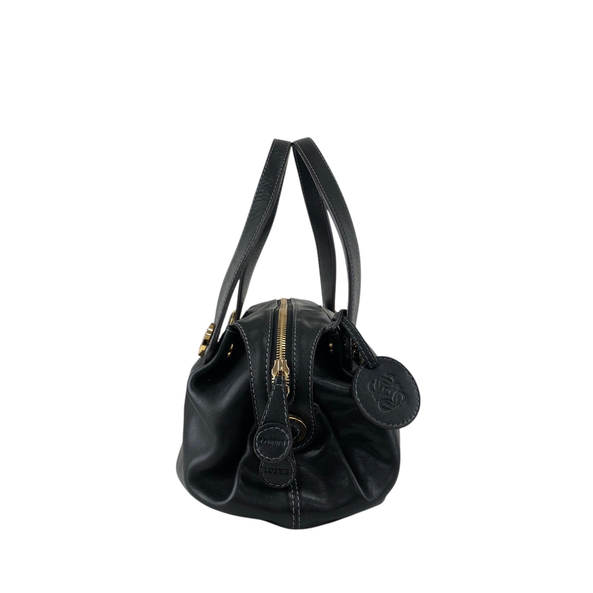LOEWE ロエベ ハンドバッグ ブラック アナグラム レザー vintage