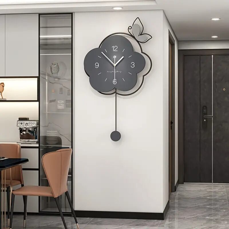 壁掛け時計 ウォールクロック フラワーモチーフ 蝶々 アナログ時計