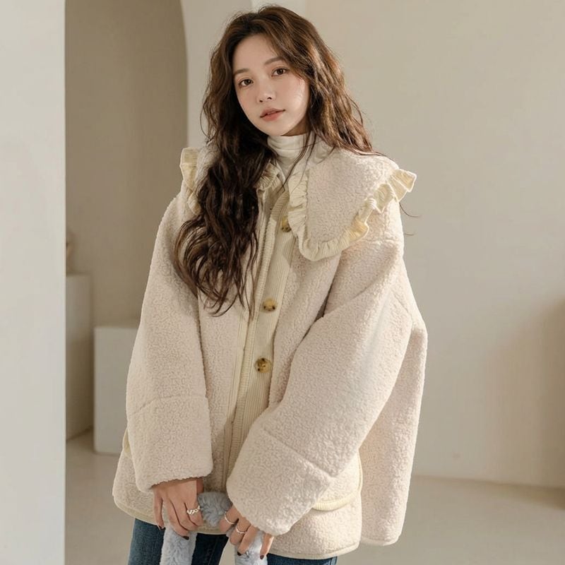 フリルカラーボアブルゾン L1075