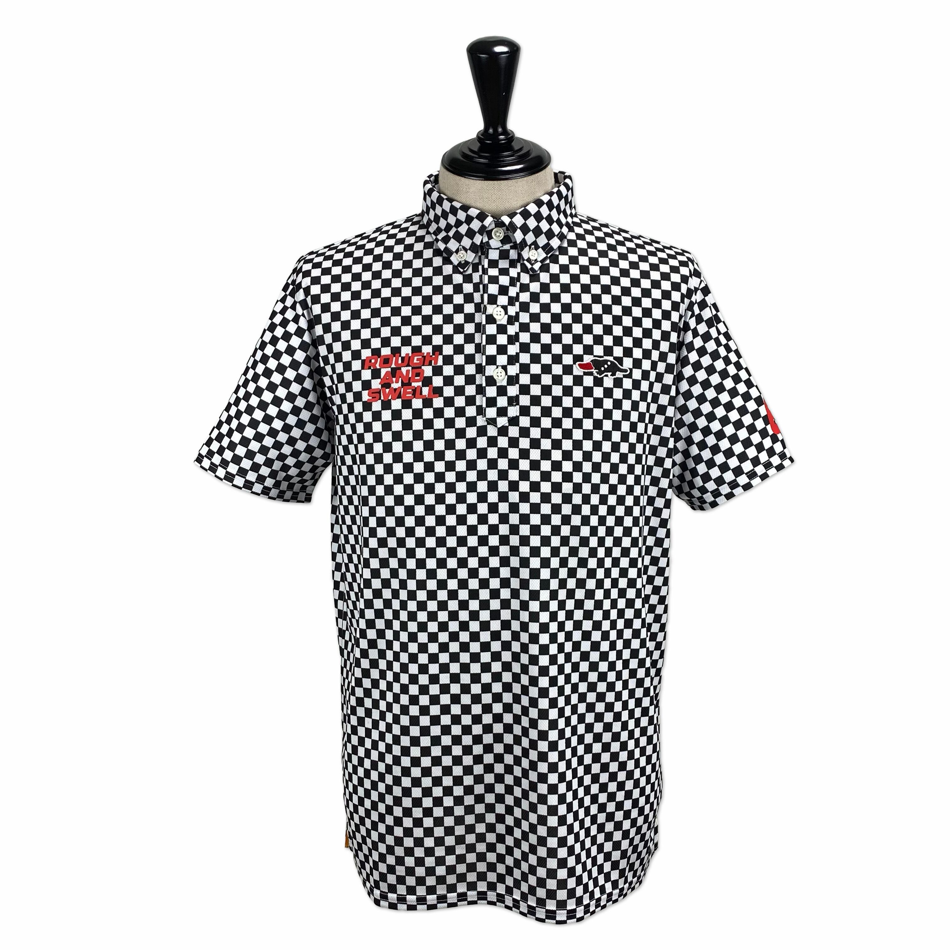 rough & swell】《MEN'S》CHECKER POLO (BLACK) | Sandy GOLF